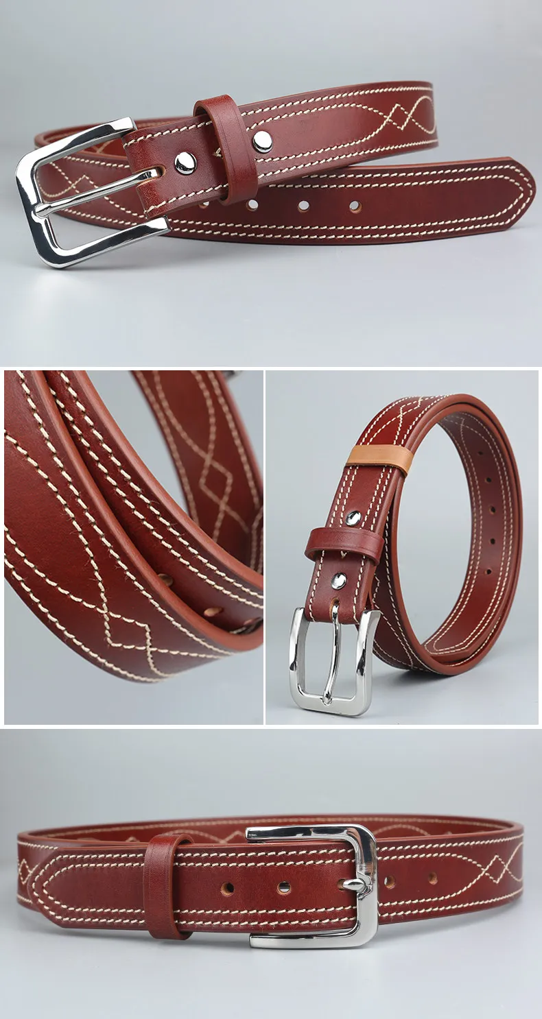 Gal SB6 Handgefertigter Doppellagiger Genähter Gürtel Herren Gürtel aus Rindsleder Taktischer Gürtel Outdoor Seal SB3 – Detail 7