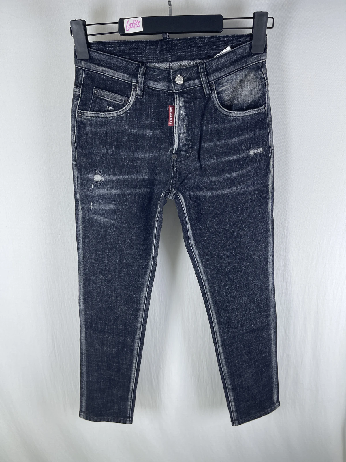 

6085, новые мужские потертые джинсы D2 Four Seasons, универсальные микроэластичные узкие ноги черного цвета