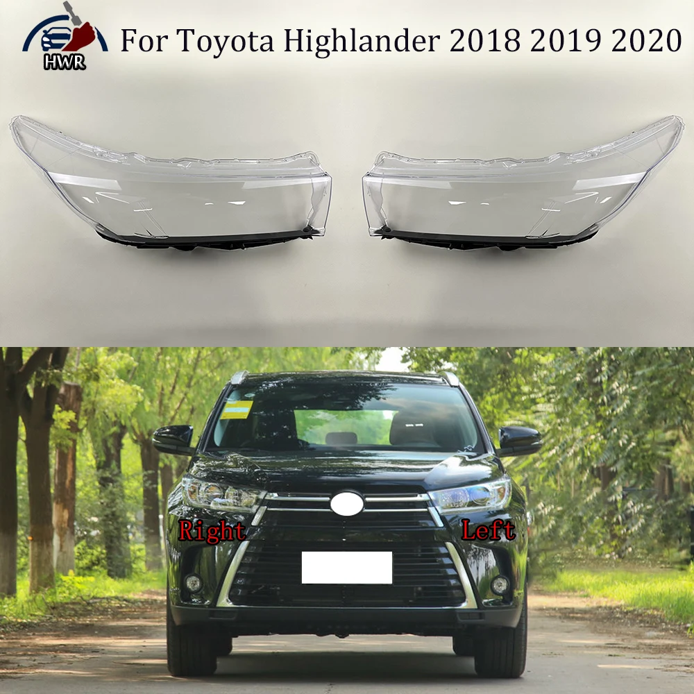 

Headlight Shade Transparent Lampshade Lens Headlamp Cover Lamp Shell Plexiglass Black Edge For Toyota Highlander 2018 2019 2020