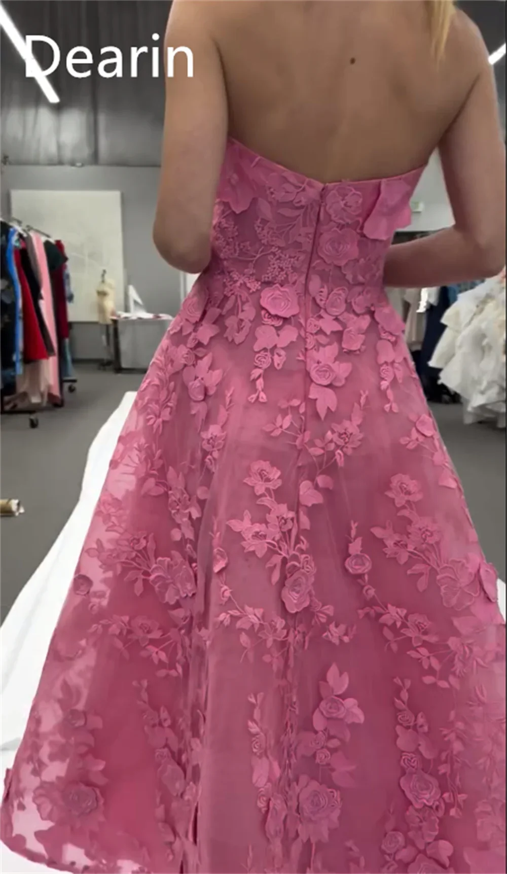 Customized Formal Gown Dearin Strapless A-line Ankle Length Skirts Applique Tulle Bespoke Occasion Dresses Evening Saudi Arabia