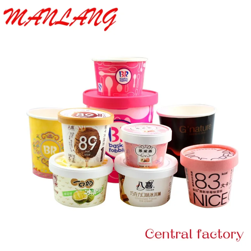 

Custom 2023 new style sundae paper cup small disposable ice yogurt paper bowl with lid and spoon