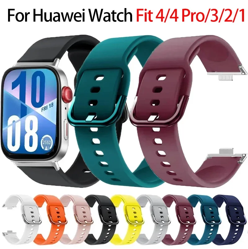 Pulseira de silicone para huawei watch fit4/4ro/3 band pulseira esportiva macia correa para huawei fit2/1 acessórios de pulseira de substituição ﻿