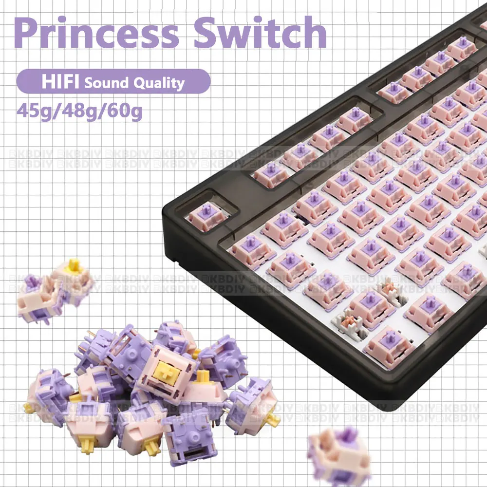 MMD Princess V3 przełącznik liniowy dotykowy 38/45/53/48/60g dźwięk HIFI mechaniczne przełączniki w klawiaturze materiał POM PTFE na zamówienie DIY 5 pinów