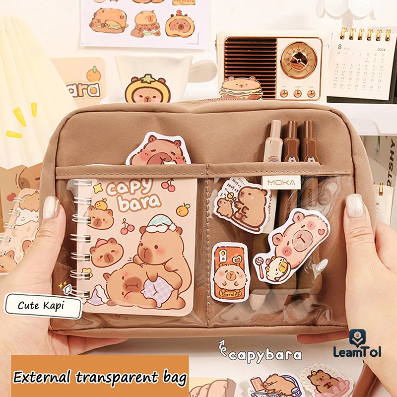 

Pencil Case Kawaii Capybara Multi Layered Stationery Bag Large Capacity Pencil Bag School Office Supplies Stationery