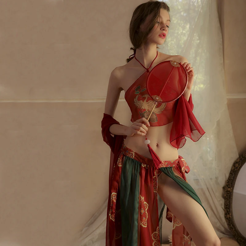 Trung Quốc Truyền Thống Đầm Sexy Quần Âu Retro Hanfu Cosplay Bộ Trang Phục Voan Váy Ngủ ĐẦM DỰ TIỆC Hộp Đêm Trang Phục