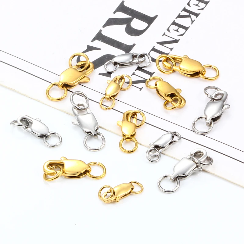 

Mirror Polishing Square Lobster Clasps Hooks With Jump Rings Hight Quality StainlessSteel Jewelry Making Supplies Wholesale Bulk