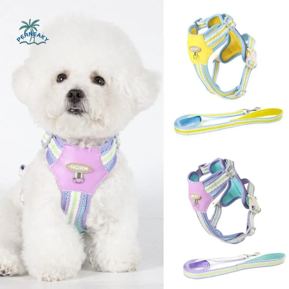 

Breathable Dog Harness Leash Set Adjustable Quicklace Pet Collar Rope Reflective Soft Pet Chest Strap Vest Pet Walking