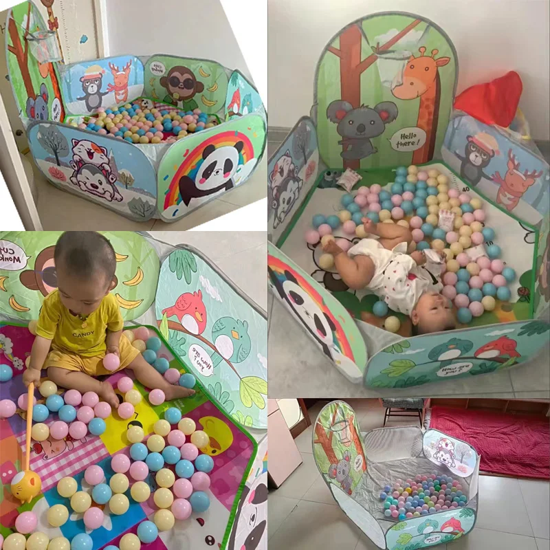 1.2M Portable Playpen for Children Kids Tent Ball Pit Ocean Balls Pool Cartoon Park Camping Dry Pool Birthday Xmas Gift Dropship