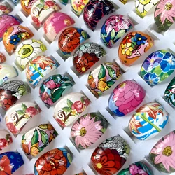 20Pcs Reshin Flower Children Rings For Girl Boy Acrylic Lucite Party Rings Beach Hawaiian Style Mix Bulk Kids Jewelry Lots BK261