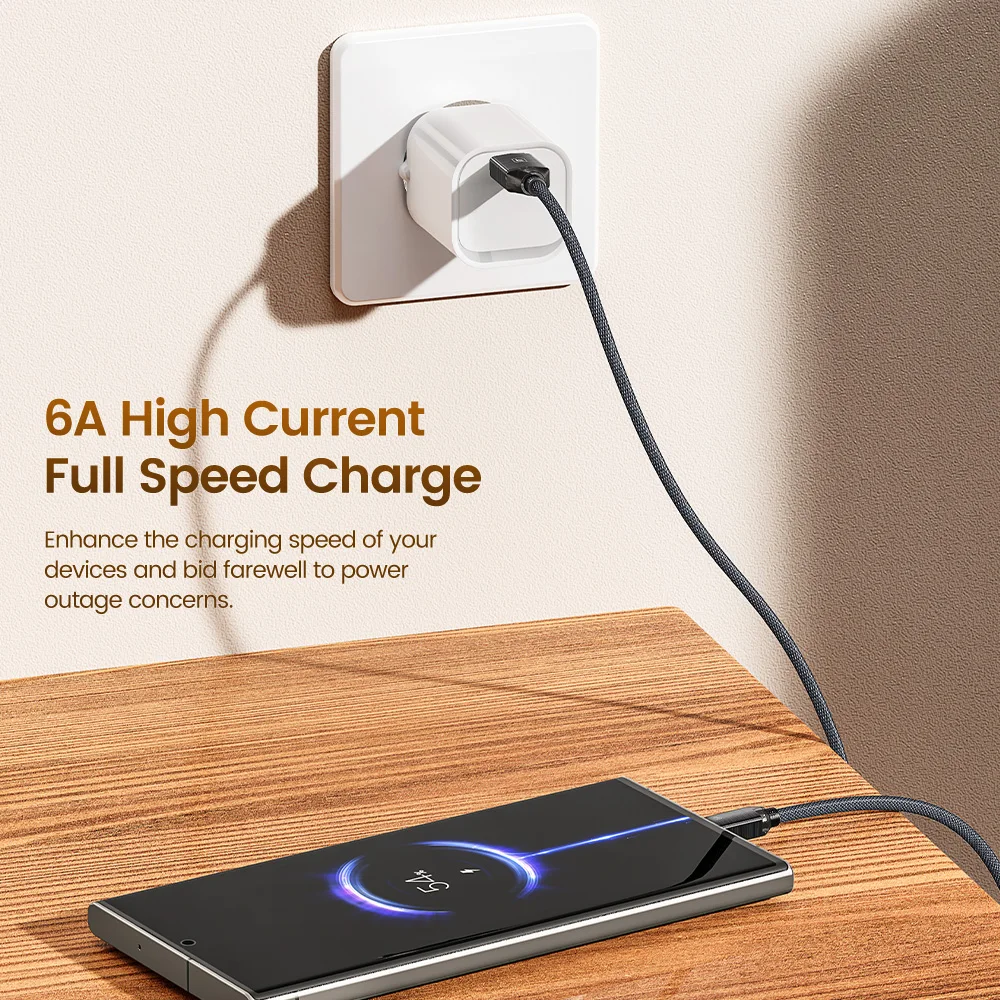 Toocki 6A USB Cable Fast Charging For iPhone 15 Pro Max 15 Plus Samsung S23 Xiaomi 13 Huawei Mate50 Crystal Aluminum Data Cable