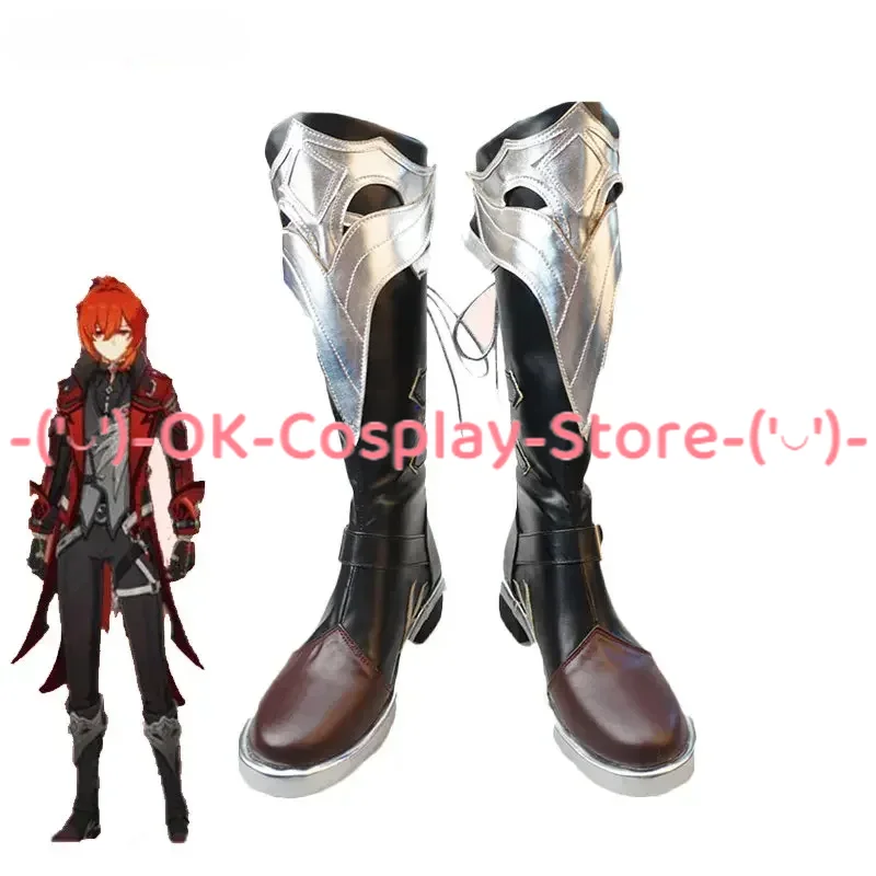 

Diluc Cosplay Shoes Game Genshin Impact Cosplay Prop Halloween Carnival Boots Custom Made