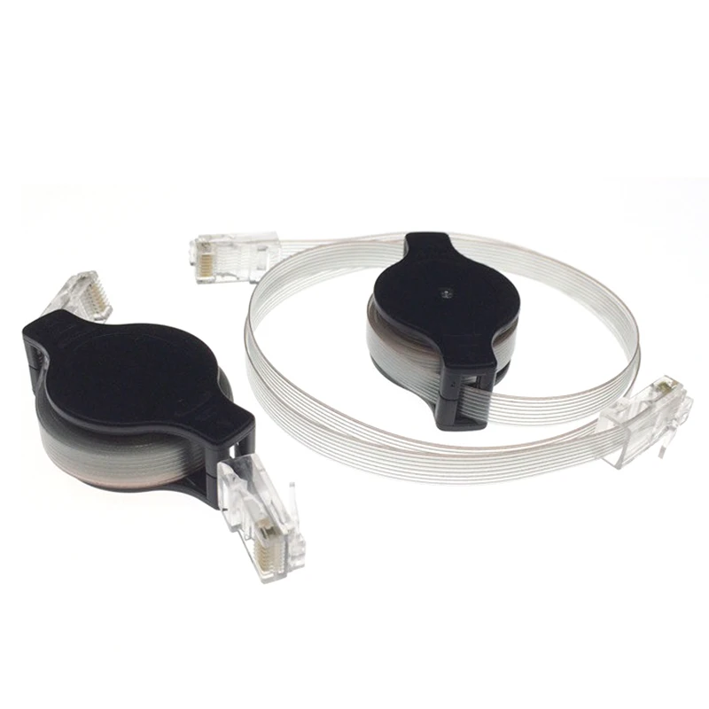 2PCS Portable RJ45 Cat 5 5E Retractable Ethernet LAN Network Patch Cable 10/100 Mbps 1.5M/5FT