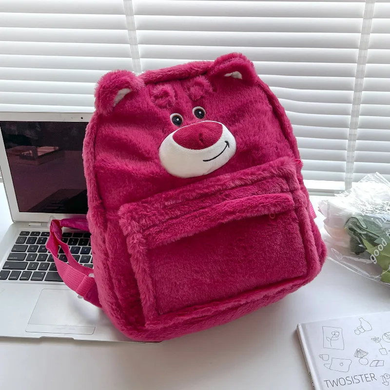 Mochila de almacenamiento de felpa de dibujos animados Kawaii de Disney Lotso, nueva mochila escolar de felpa bonita para estudiantes, mochila de almacenamiento al aire libre, regalo de Navidad