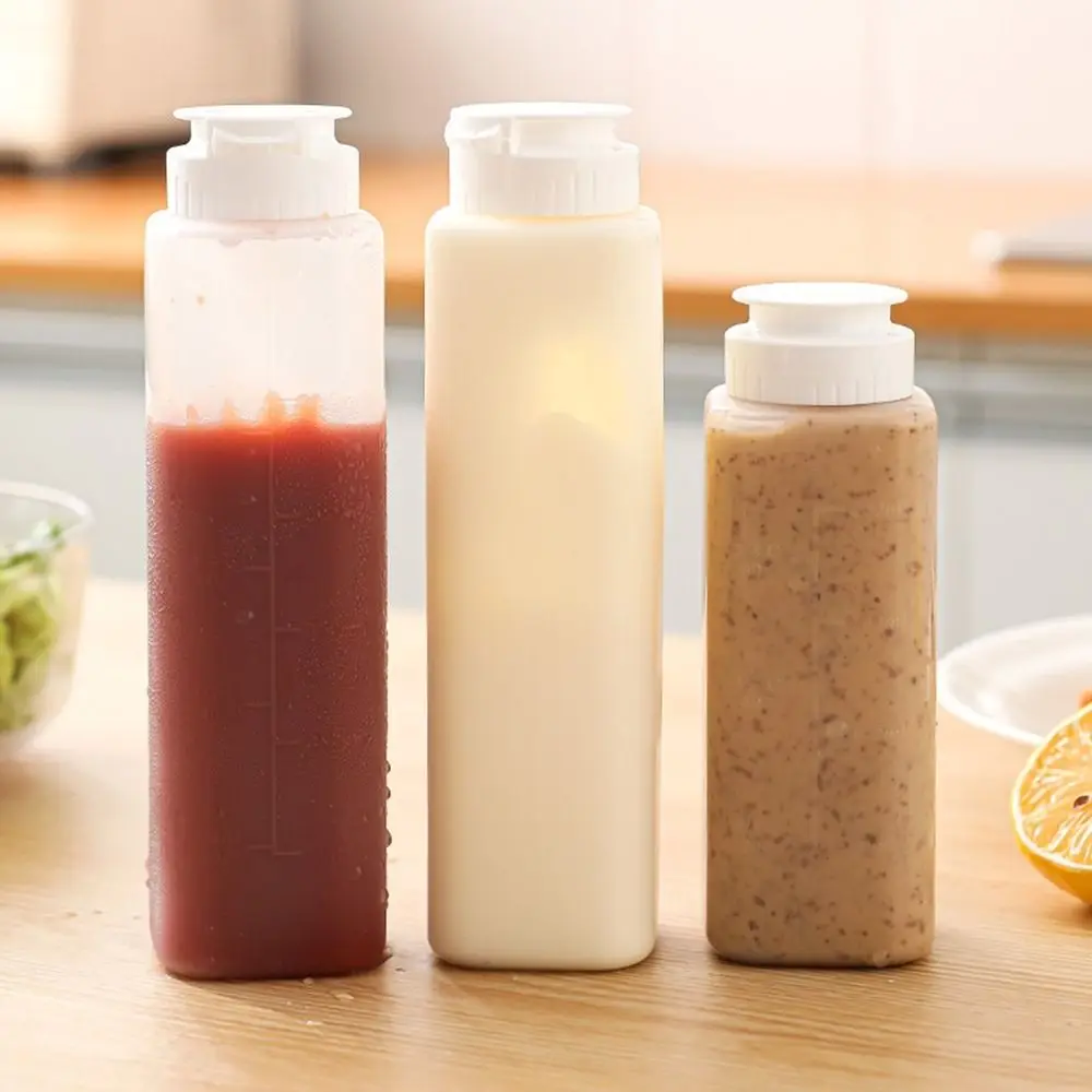 200/300ml Freshness Squeeze Sauce Bottle Transparent Plastic Condiment Squeeze Bottles Fresh-keeping Leak-proof