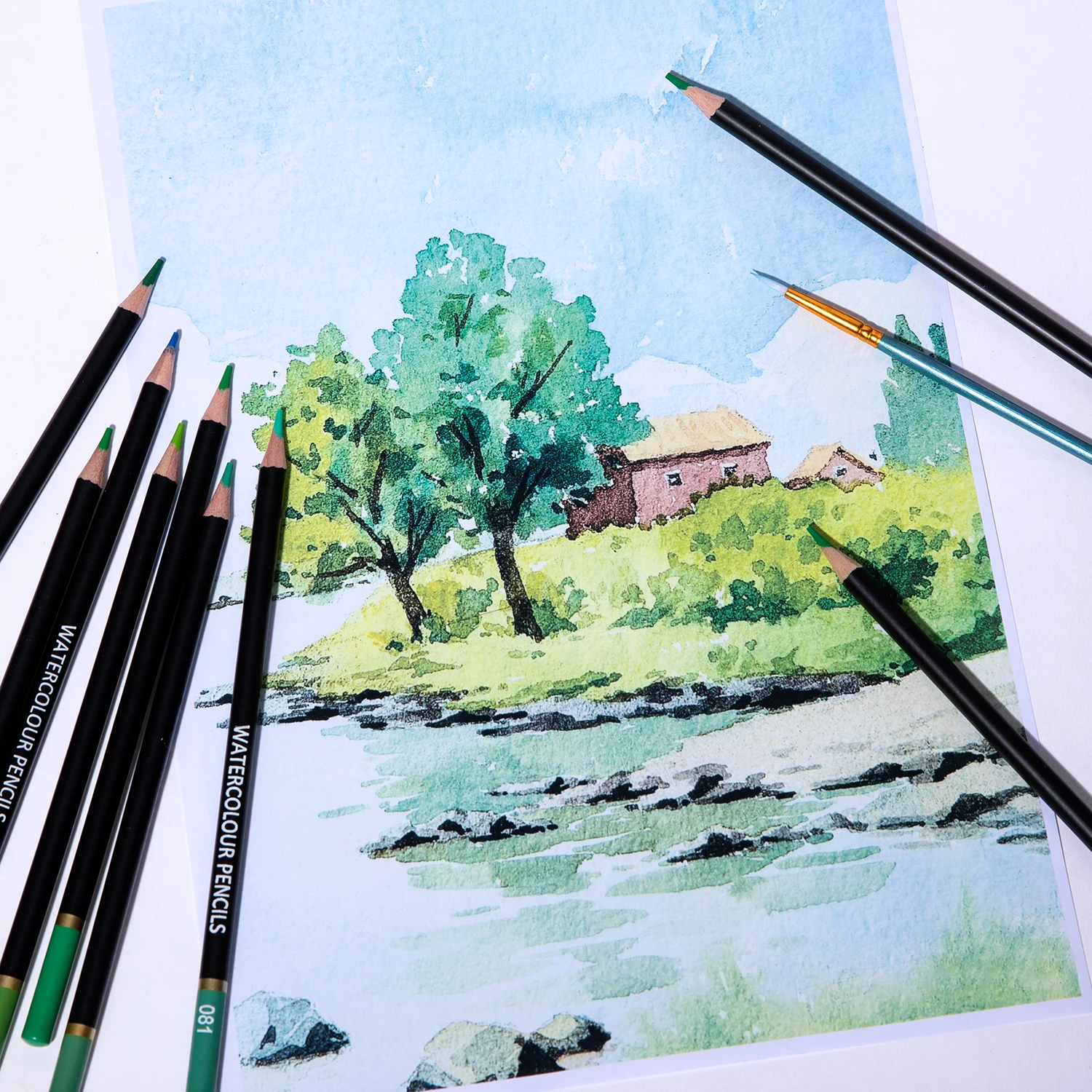 أقلام ألوان مائية/أقلام تلوين، مجموعة من 48-160 قلم رصاص ملون احترافي للبالغين، للتلوين والمزج والطبقات (صندوق القصدير)