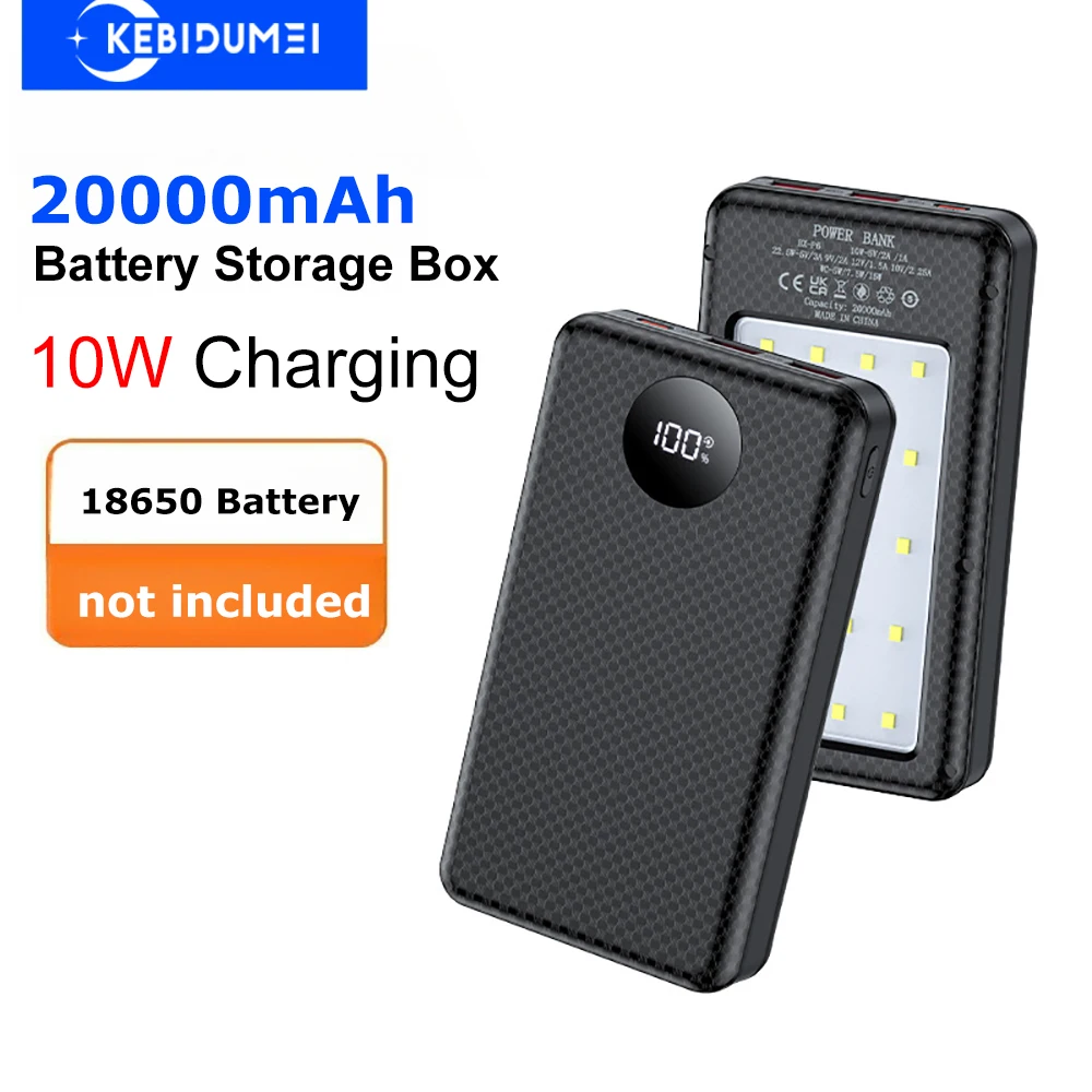 10W 충전 배터리 상자 듀얼 USB 휴대 ​​전화 충전기 20000mAh 6x18650 외부 전원 은행 케이스 배터리 충전 보관 상자