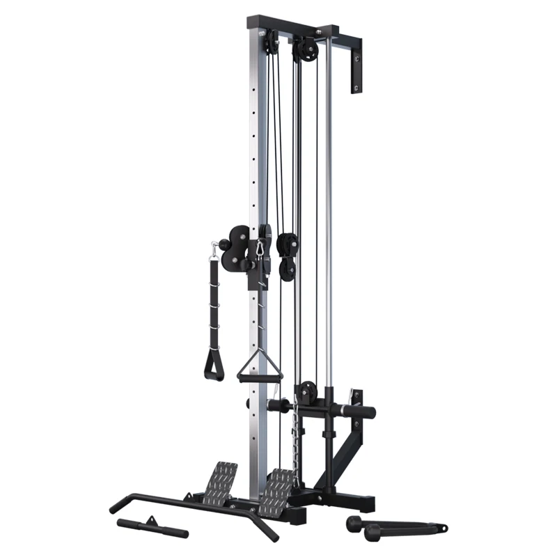 Gimnasio en casa, entrenamiento físico y estación de cables de torre de máquina extraíble Lat, sistema de polea doble montado en la pared