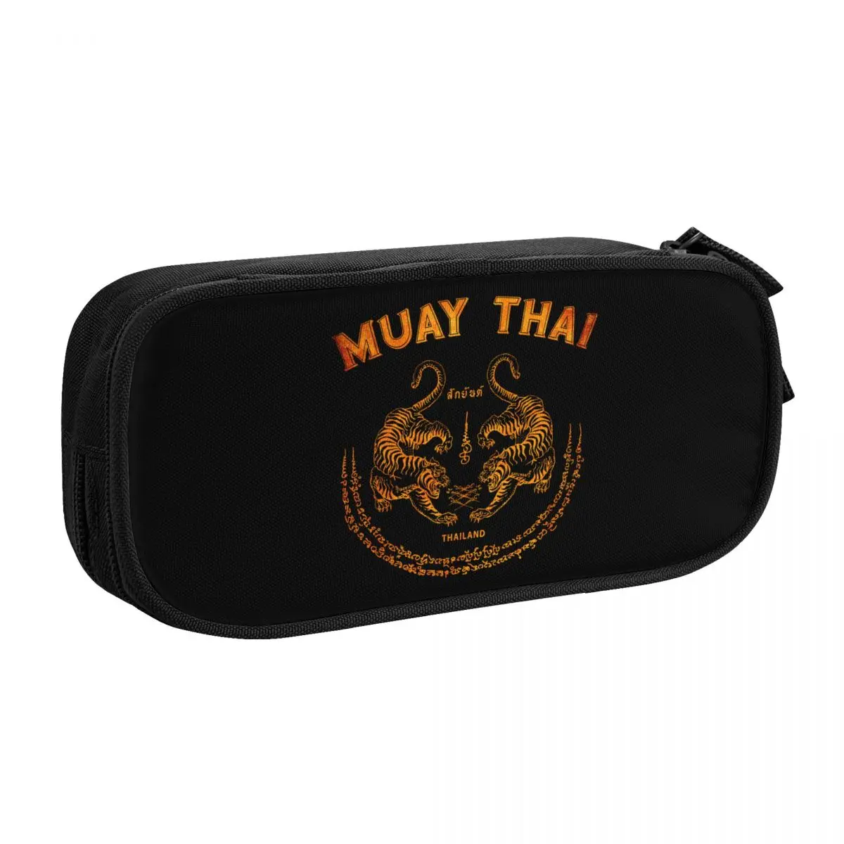 Custom Muay Thai Tiger Pencil Cases for Girl Boy Large Storage Sak Yant Tattoo Kickboxing Thailand Pen Box Bag Stationery