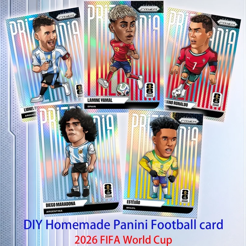 DIY PANINI Collection de cartes de football faites maison FIFA World Cup Prizmania série Jeu de société Messi Ronaldo Neymar Mbappé Harland