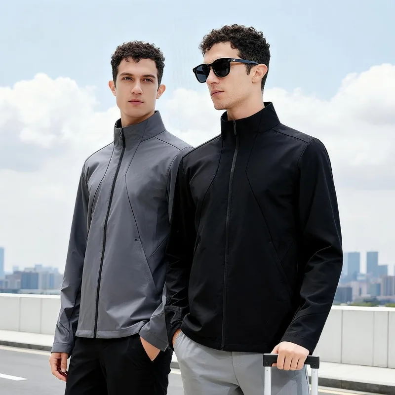 

SUPIELD Men's Stand Collar Jacket Hiking Windbreak Waterproof Softshell Jacket Outdoor Raincoat Climbing Outdoor Jackets