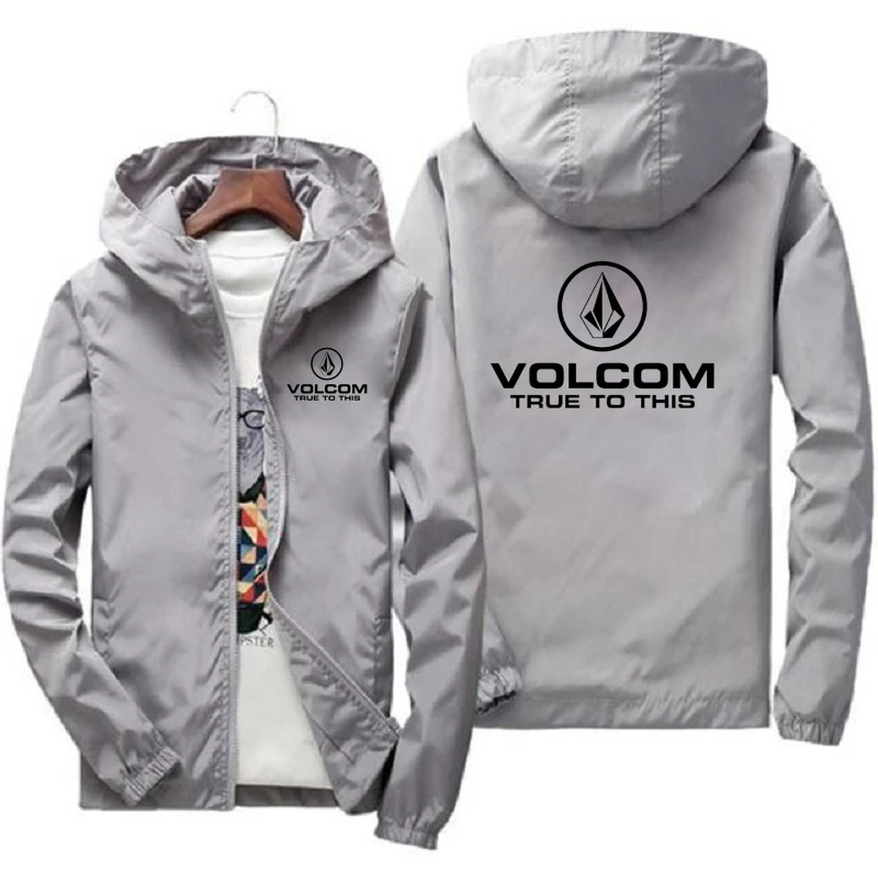 Men\'s VOLCOM spring autumn Outdoor High Quality Men\'s Sunscreen Jacket Sports Mountain Hooded Windproof Fashion Casual Jacket