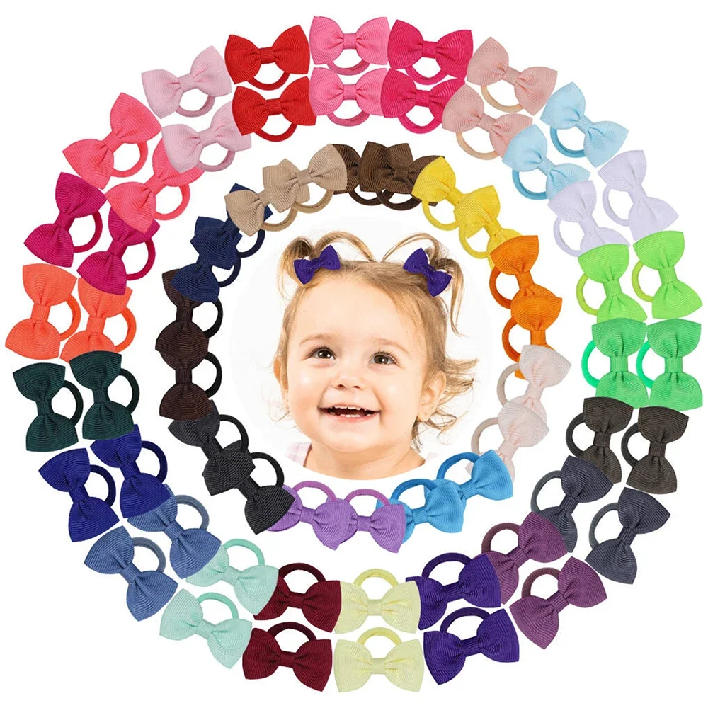20/40 Stück niedliche Schleife, elastische Haargummis, rutschfest, weiches Haar-Accessoire, zufällige Farbe für alle Gelegenheiten, festliche Fotografie