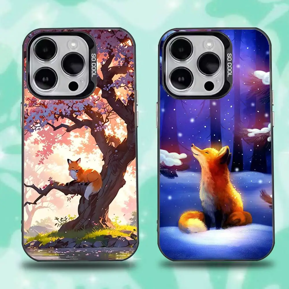 

Cute Fox Cartoon For iPhone 17,16,15,14,13,12,11,Pro,Max,Plus,E,Air,Mini Anti Fall Black Matte Hard Bumper Phone Case