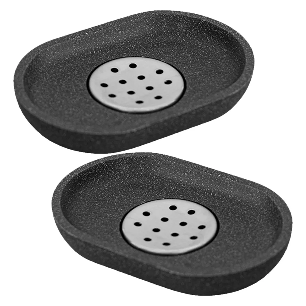

2pcs Soap Dish Drain Tray 304 Stainless Steel Resin Non Slip Kitchen Bathroom Accessories Bar Holder Container