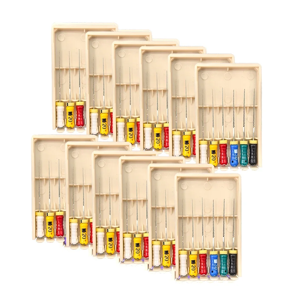 12packs Dental Stainless Steel Lima K Files Hand Use 10# 15#  15-40# Mallefer Line K-File Root Canal Endodontic Instruments