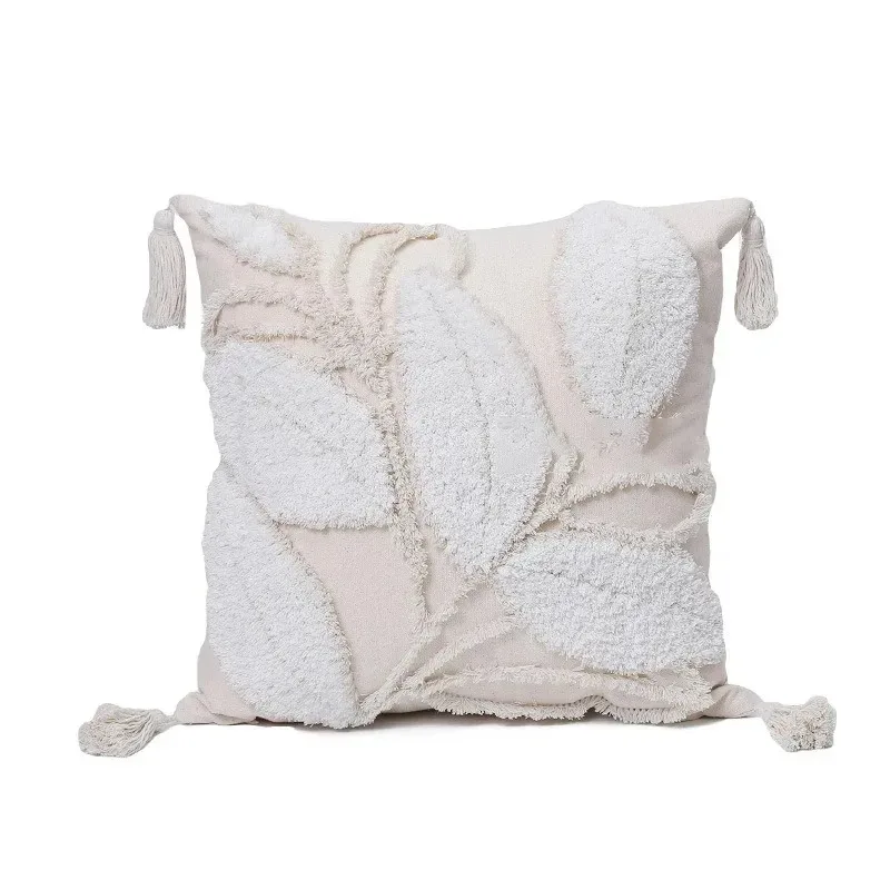 Funda de cojín con borlas, cubierta decorativa de estilo Mori para almohada, sala de estar, sofá, decoración del hogar, 45x45cm