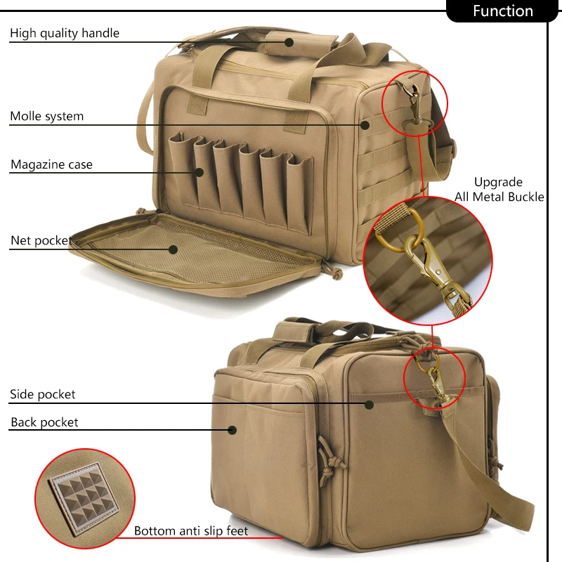 Imagem -04 - Tactical Gun Range Bolsa Acessórios Militares do Exército Armazenamento Anti Slip Feet Magazine Slots Bolsos Extras para Fotografar Caça Khaki