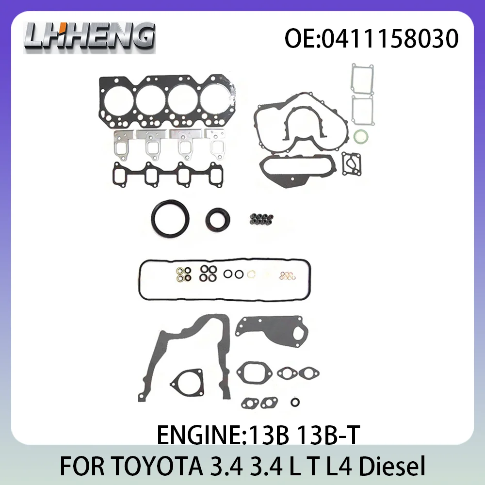 

Engine Full Overhaul Gasket Kit Rebuild Set For TOYOTA DYNA LAND CRUISER 0411158030 3.4L 3.4 L T L4 Diesel 13B 13B-T 1977-1990