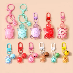 Aihua Cute Cartoon 3D Turtle Keychain Candy Color Acrylic Animal Charms Key Ring Kid Toys Student Diy Backpack Decoration Gifts