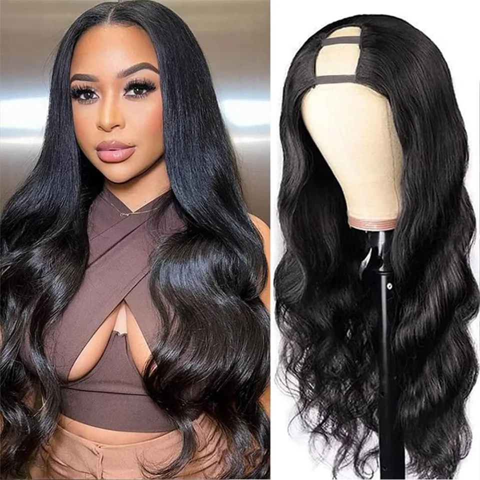 

U Part Body Wave Human Hair 180 Density Wig Quick & Easy Install Wigs For Women Real Scalp Glueless Natural Color Human Hair Wig