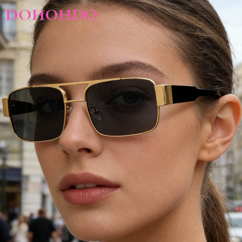 

Luxury Designer Metal Small Square Frame Punk Sunglasses Women Fashion Driving Sunglass Men Summer Traveling Eyeglasses UV400
