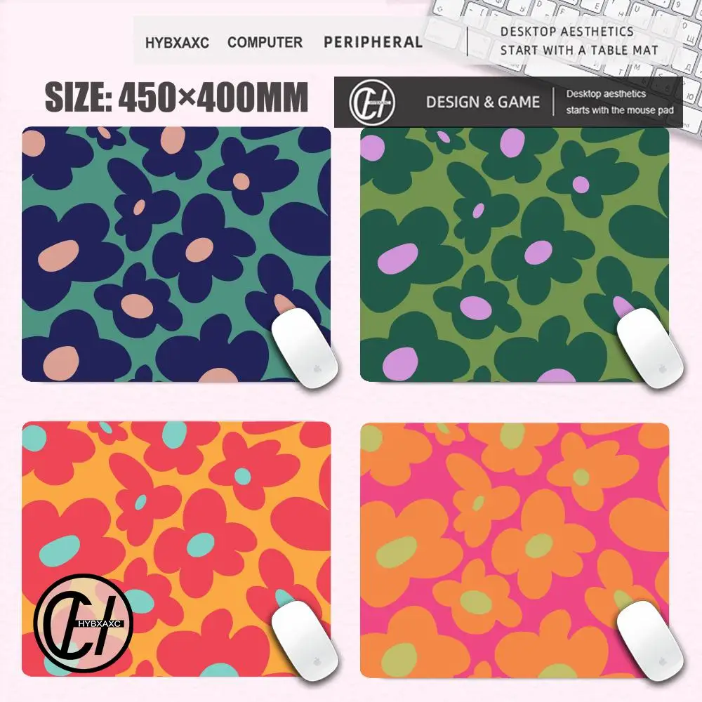 Small Mouse Pads Square Cute Black Flower Desk Mats Kawaii Green Gaming Accessories Mouse Mat Gamer Surface for Computer Mouse