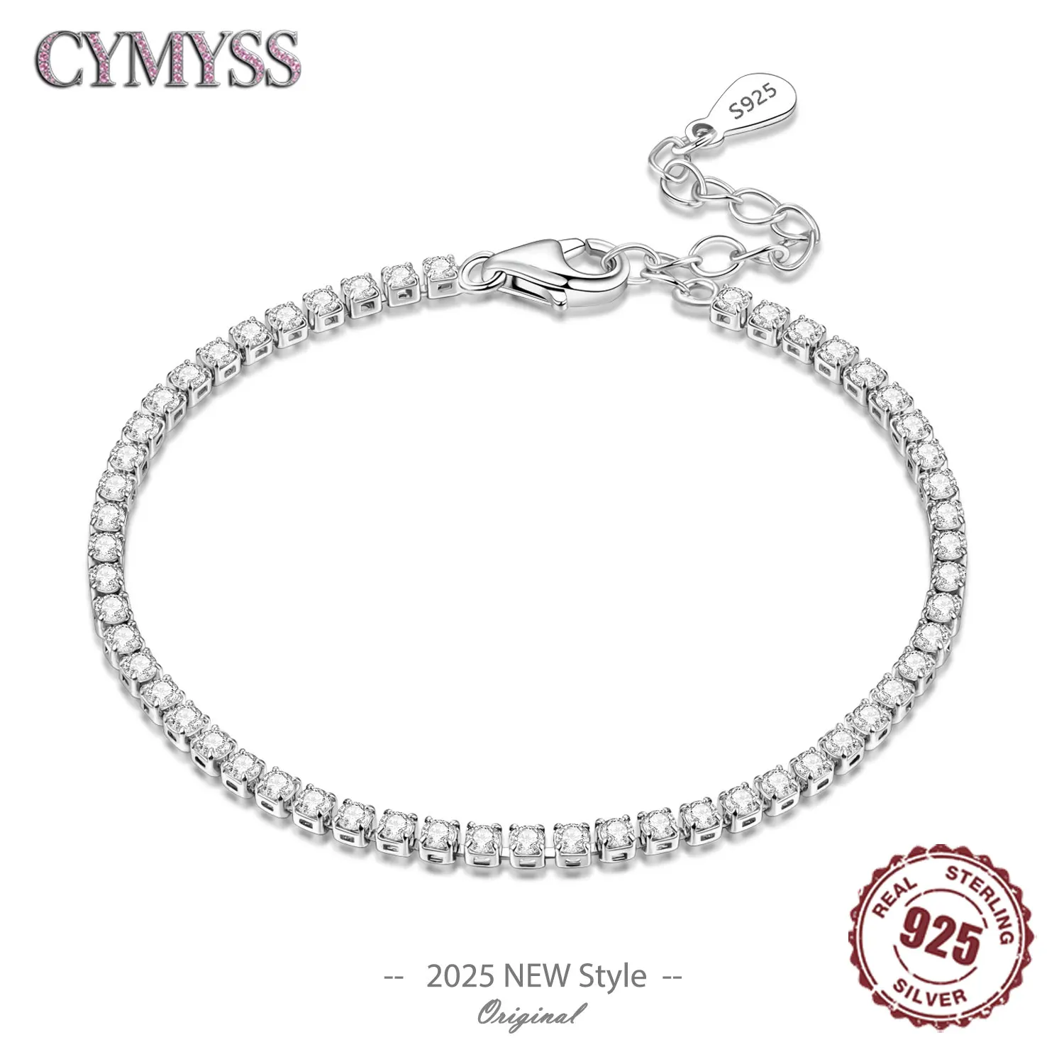 

Original 925 Sterling Silver Zirconia Tennis Chain Bracelet for Women Adjustable Gold Color Hot Sale Ideal Birthday Party Gift