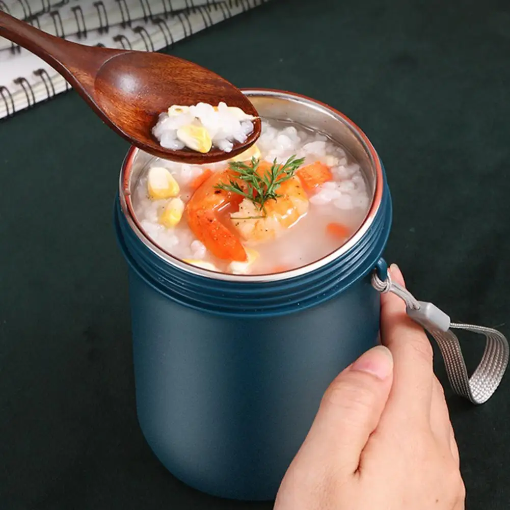 500ML Insulated Soup Cup with Buckle Lid Vacuum Food Jar Leakproof Wide Mouth Stainless Steel Lunch Container Flask