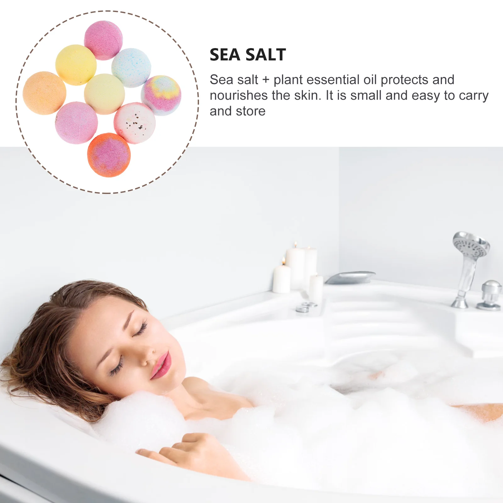 

9pcs Bath Salt Balls Rejuvenating Moisturizing Exfoliating Bathing Set For Smooth Skin (Random