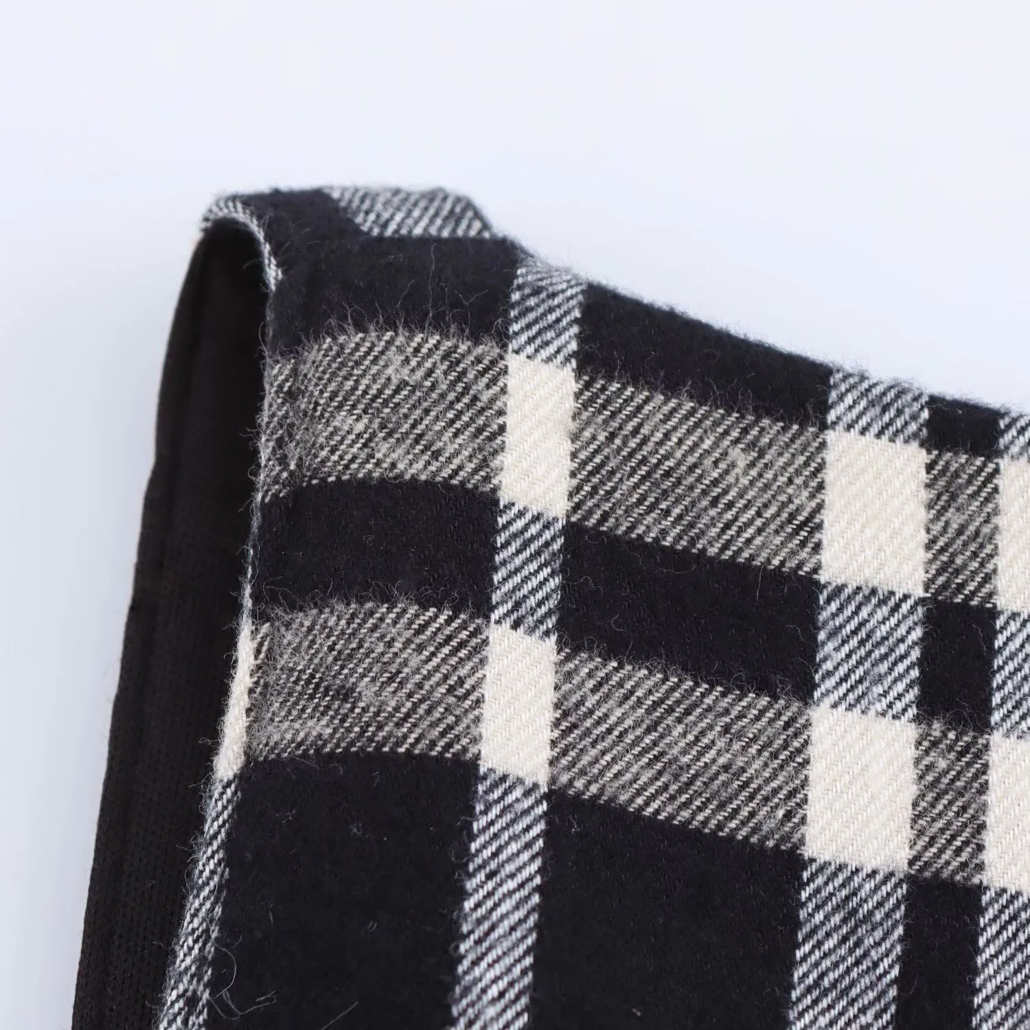 유럽과 미국 스타일의 가을, 겨울 새로운 흑백 격자 무늬 플란넬 쇼핑몰 민소매 허리 드레스