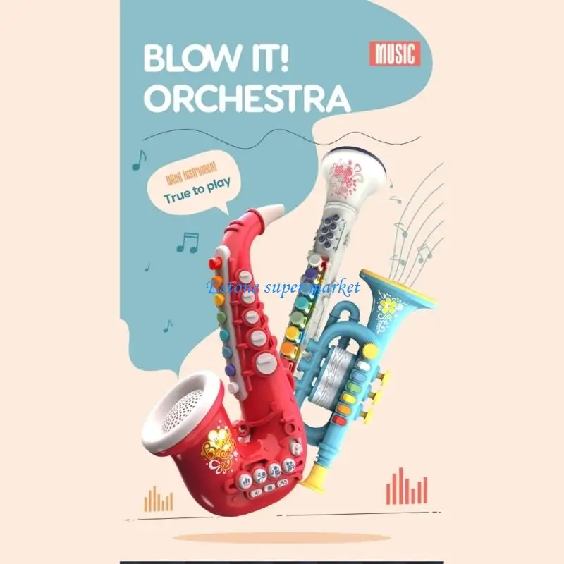 090B Electric Saxophone Toy for Kids Promotes Safe and Engaging Musical Exploration Sensory Auditory Music Enlightment Toy