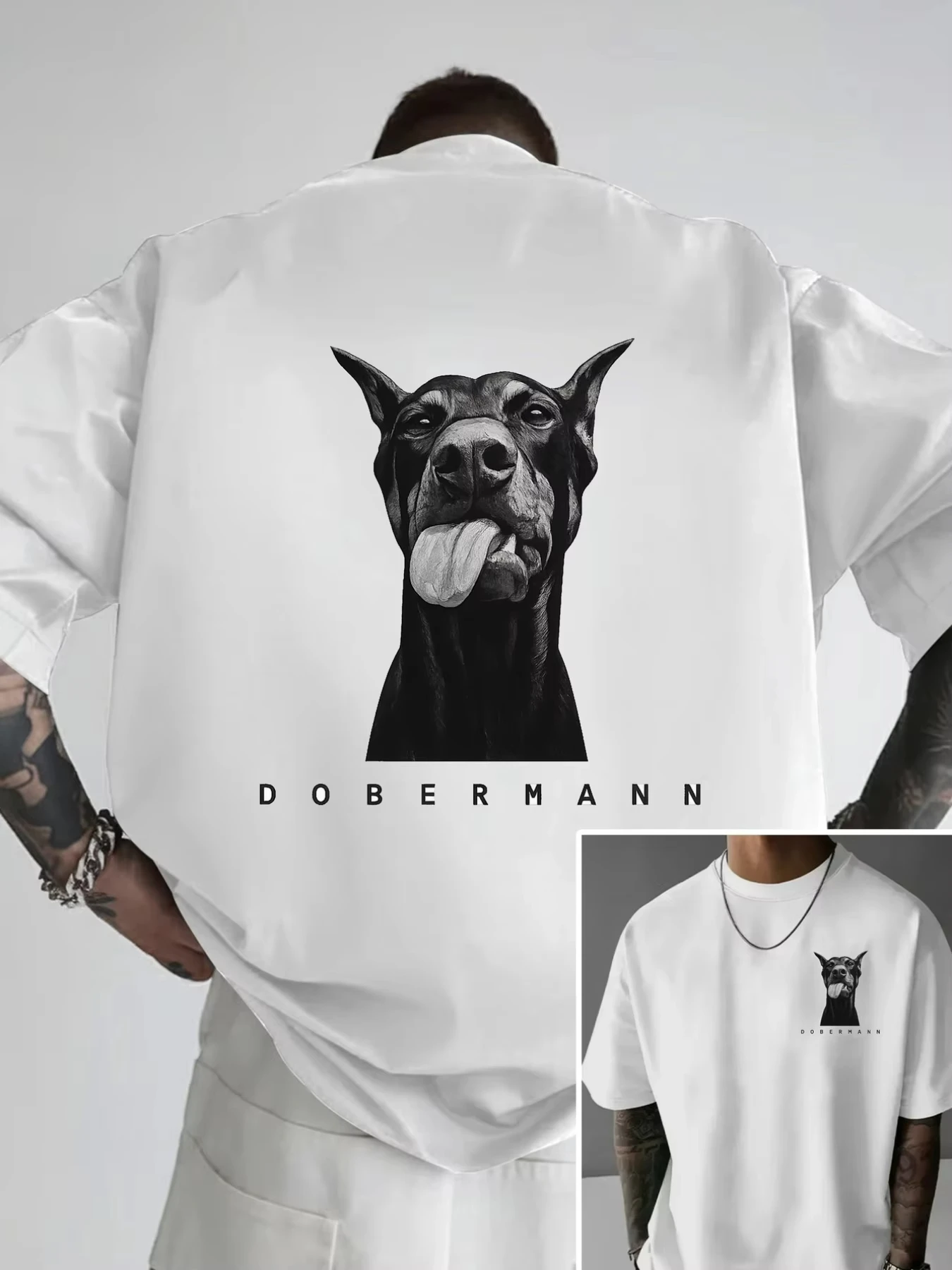 Summer 2026 New Doberman Dog Men's T-shirt Fashion Hot Selling High Quality Men's and Women's Same Style Round Neck Print Tee