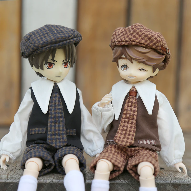 Blyth Doll Clothes Hat Shirt Pants Tie Vest Sock Vintage British Style Cape Set For Ymy, Ob22, Ob24 Doll Accessories Boys Girls