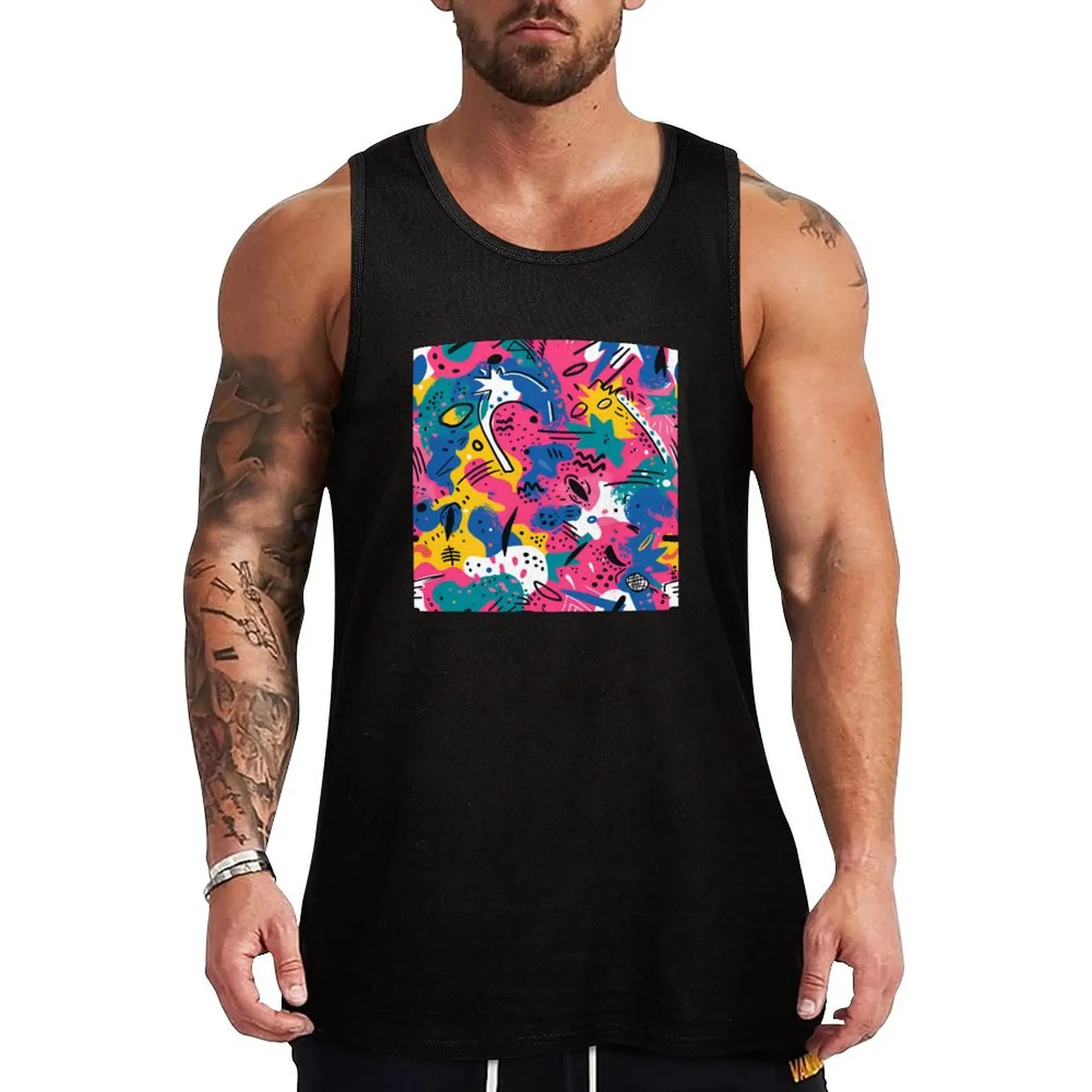 abstract comic pop 2 Tank Top Men's cotton t-shirt fashion 2024 man