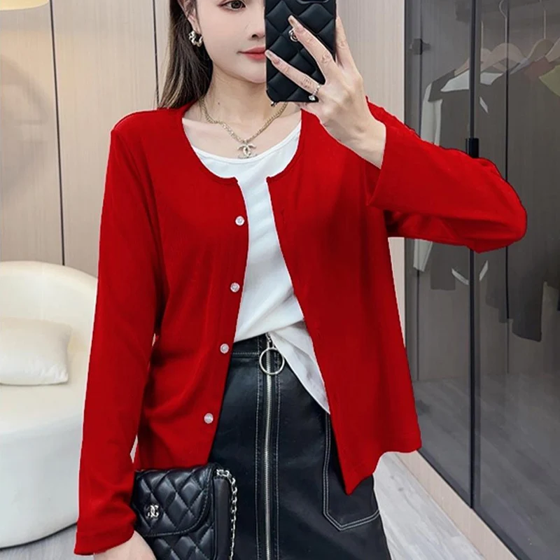 

Slimming Large Size Women's Early Autumn Long Sve T-irt Faionable Loose Top Versatile Basic High-End Feel round Ne