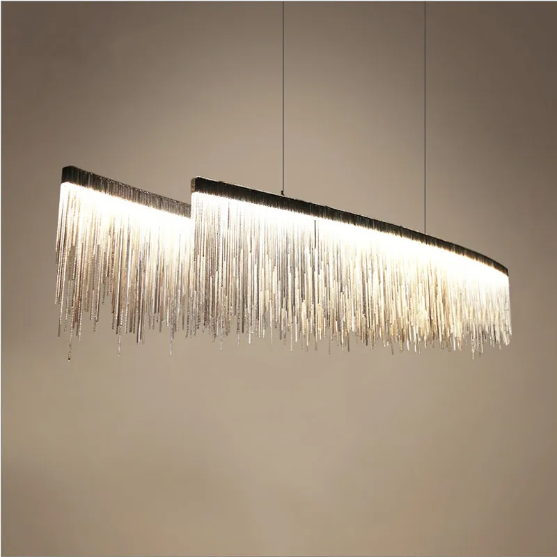 Modern designer Nordic tassel restaurant luxury chandeliers hotel engineering chain living room art hanging lights