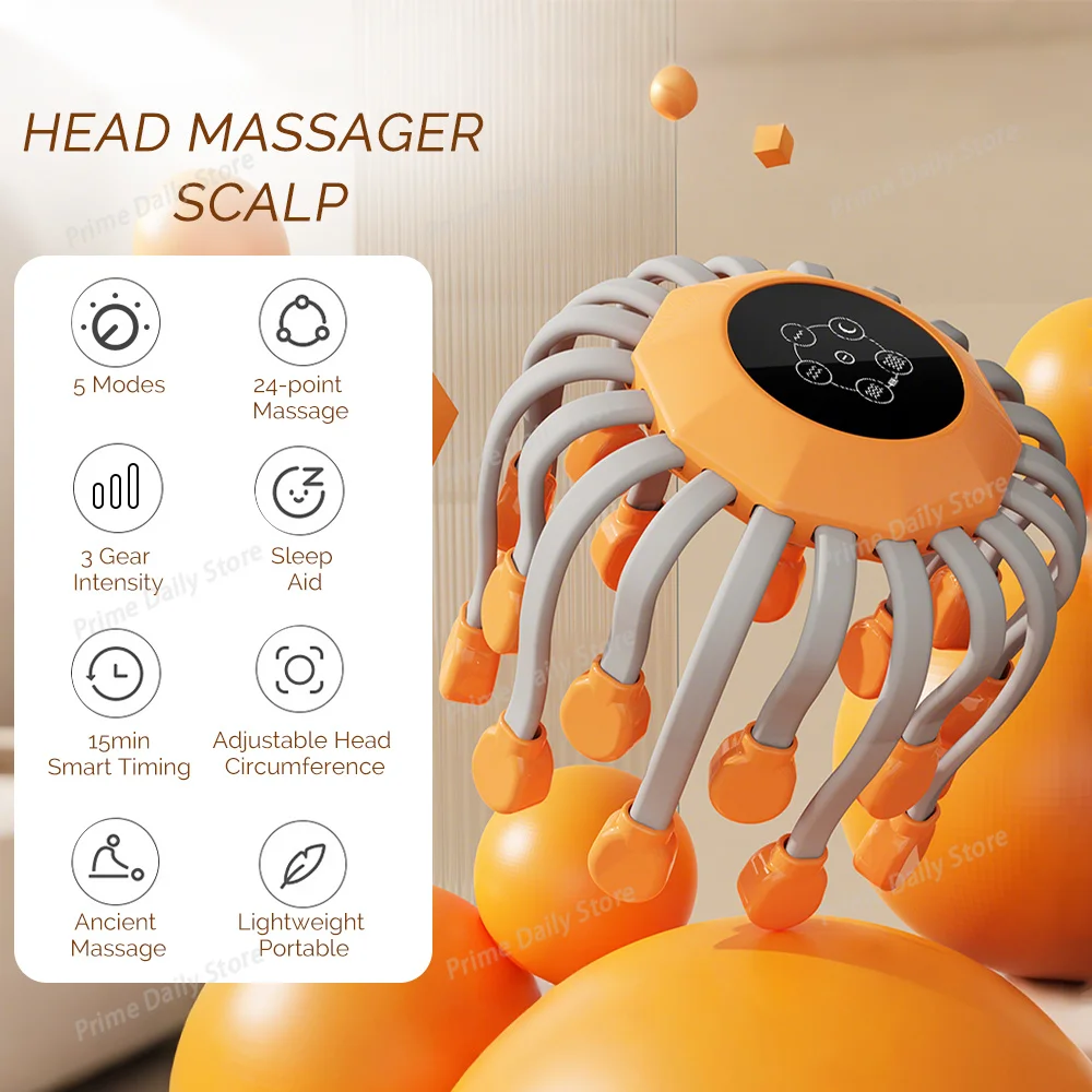 20‑Claw Electric Scalp Massager, Octopus‑Shape Acupoint Massage Device for Stress Relief and Better Sleep