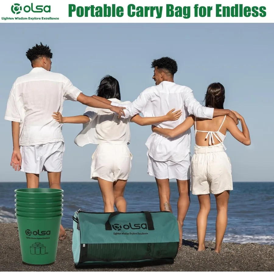 ألعاب جاينت يارد بونج الخارجية، لعبة عائلية رمي مع 12 دلوًا، كرات وحقيبة حمل القوة لألعاب حديقة الشاطئ في الفناء من أجل Adu