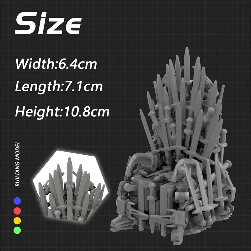 おもちゃのビルディングブロック,鉄の玉座,王の玉座,モデルの装飾品,力の剣,創造的なアイデア,ギフトを組み立てるモック