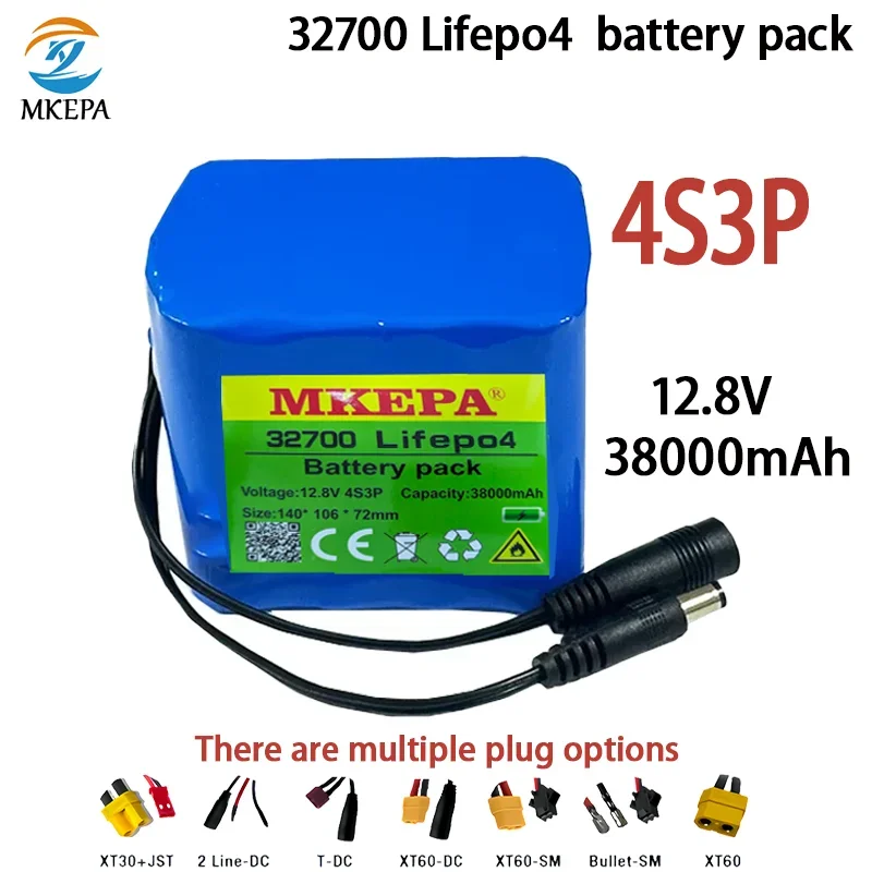 32700 4S3P Lifepo4 electric boat battery, uninterruptible power supply, 12.8V, 38Ah,  60A, built-in BMS